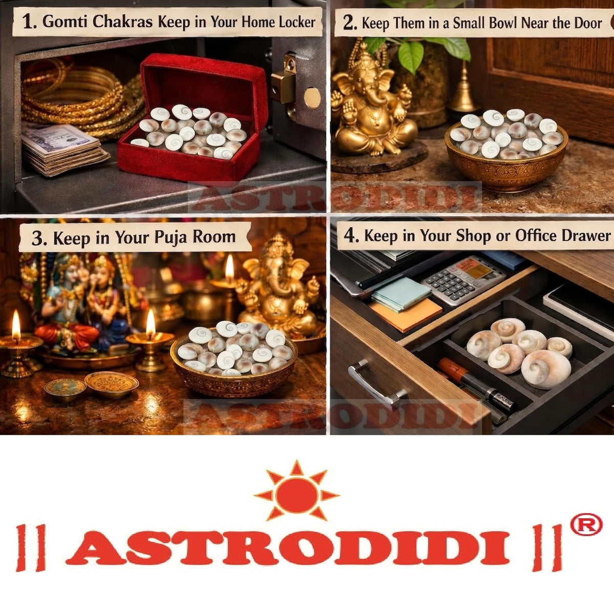 Astrodidi Gomti Chakra Stone & Rudraksha Beads Tree | Multicolour Spiritual Home Decor Gomati Stones Showpiece | Traditionally Associated with Prosperity and Good Fortune | Decorative Gift Item