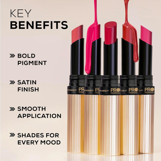 INSIGHT Professional Hydra Luxe Lipstick - Nyc | Satin Finish|Long lasting| Smooth| Hyaluronic Acid| Enriched with Rosehip Oil|Creamy Lipstick|Infused with Hyaluronic Acid - 2.5g (Pack of 2)