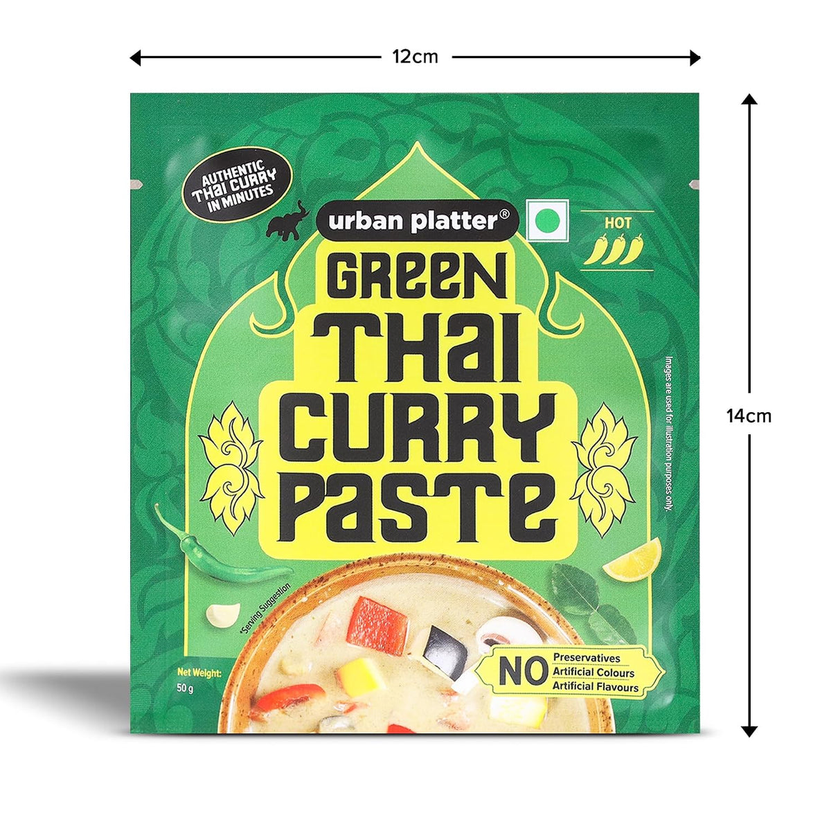 Urban Platter Green Thai Curry Paste, 50g (Plant-Based | Mildly Spicy | Serves 2-3 | Free from Preservatives, Colours, Flavours)