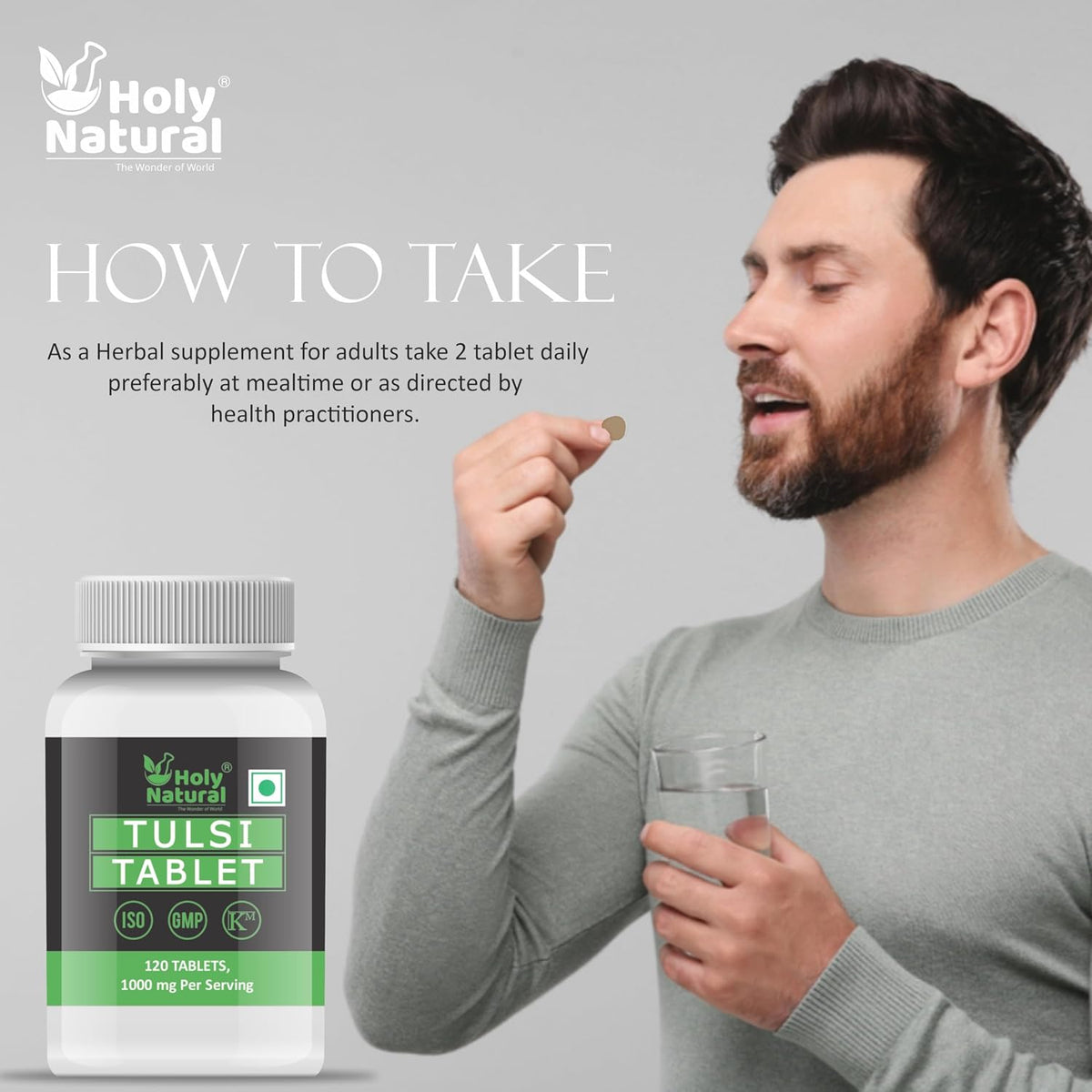 Holy Natural Tulsi Tablet - 120 tab | Immunity Booster & Respiratory Wellness