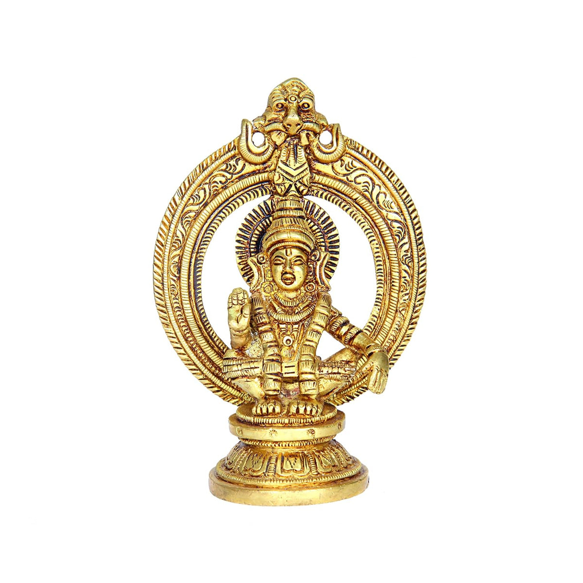 Aalayam Selveer Lord Ayyappa Idol with Thiruvachi | Ayyappa God Idol with Thiruvachi| Ayyappa Swamy Idol | Ayyappa Idol Brass 12.5 CM Height, Gold Colour 1 No