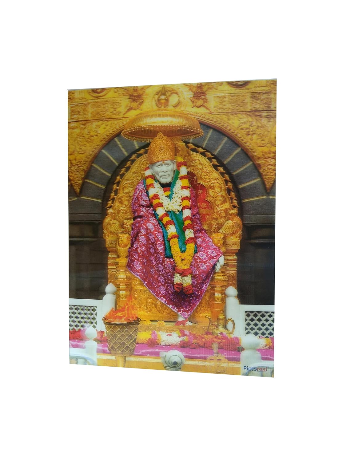SHINDE EXPORTS Religious Saibaba 3D Photo Poster with Amazing Embossing Effect (Pink, 8x11 inches)