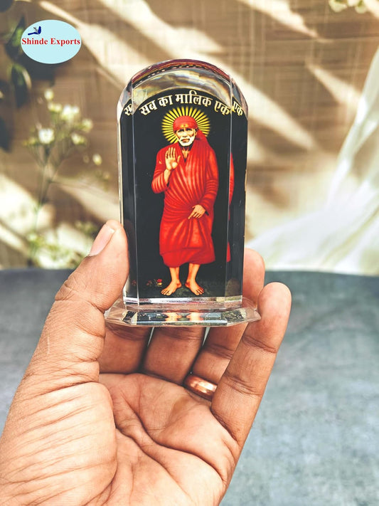 SHINDE EXPORTS sai Baba Acrylic car Dashboard Idol Cum Desk Stand 3.5 inches (Standing Baba)