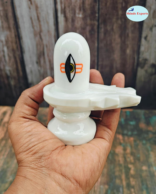 SHINDE EXPORTS Small White shivling Idol for Home puja (10cm)