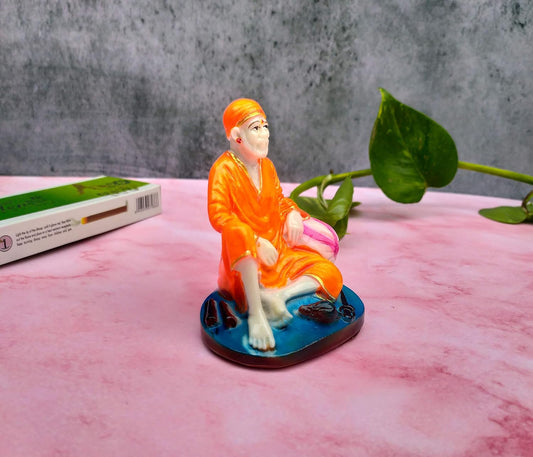 SHINDE EXPORTS shirdi Saibaba Marble Idol 4 inches for car Dashboard and Gifting