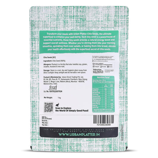Urban Platter Black Chia Seeds, 1kg (Rich in Omega-3, Fibre & Protein | Superfood)
