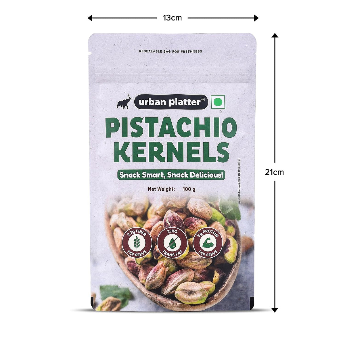 Urban Platter Pistachio Kernels, 100g (Shell Removed Pista | Unroasted and Unsalted | fibre & Protein-Rich | Heart-Healthy Snack)