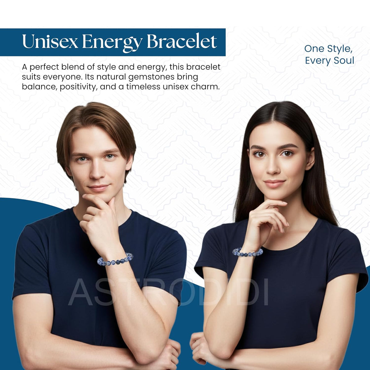 ASTRODIDI Natural Certified Sodalite Stone Bracelet Helps to Enhanced Communication, Self-Expression, Manage Emotional Balance and Stability | Feng-Shui Crystal Gemstone for Men and Women