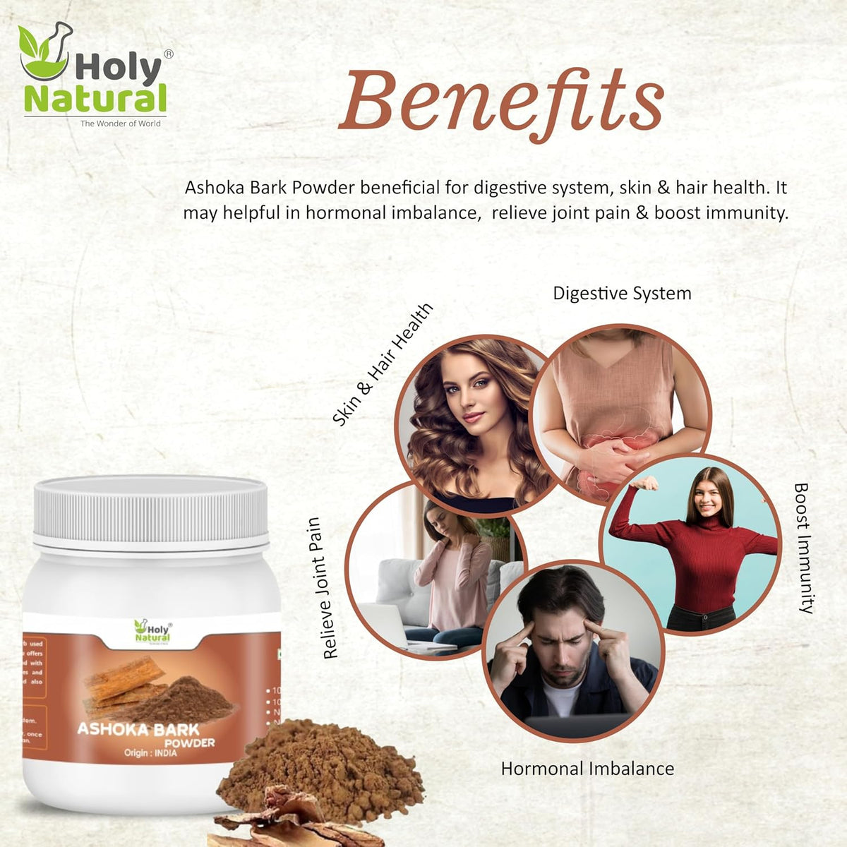 Holy Natural Ashoka Bark Powder - 250 gm | Ashok Chaal (Saraca Indica) Powder