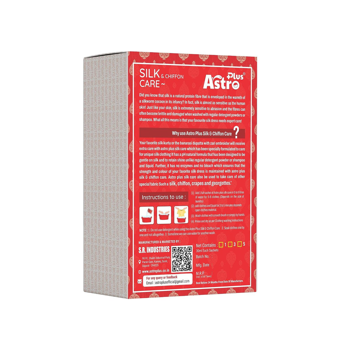 Astro Plus+ Silk & Chiffon Care Wash Liquid Pouch Anti-Color Fading & Bleeding Expert Care For Silk Ware and Chiffon Care Protect Your Clothes From Color Runs (6 Pouch)