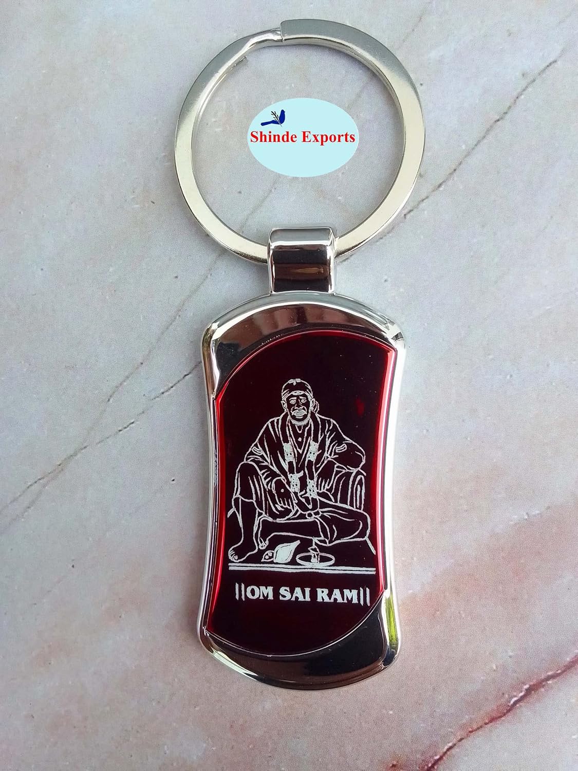 SHINDE EXPORTS Shirdi Sai Baba Stainless Steel Key Chain (red 3)