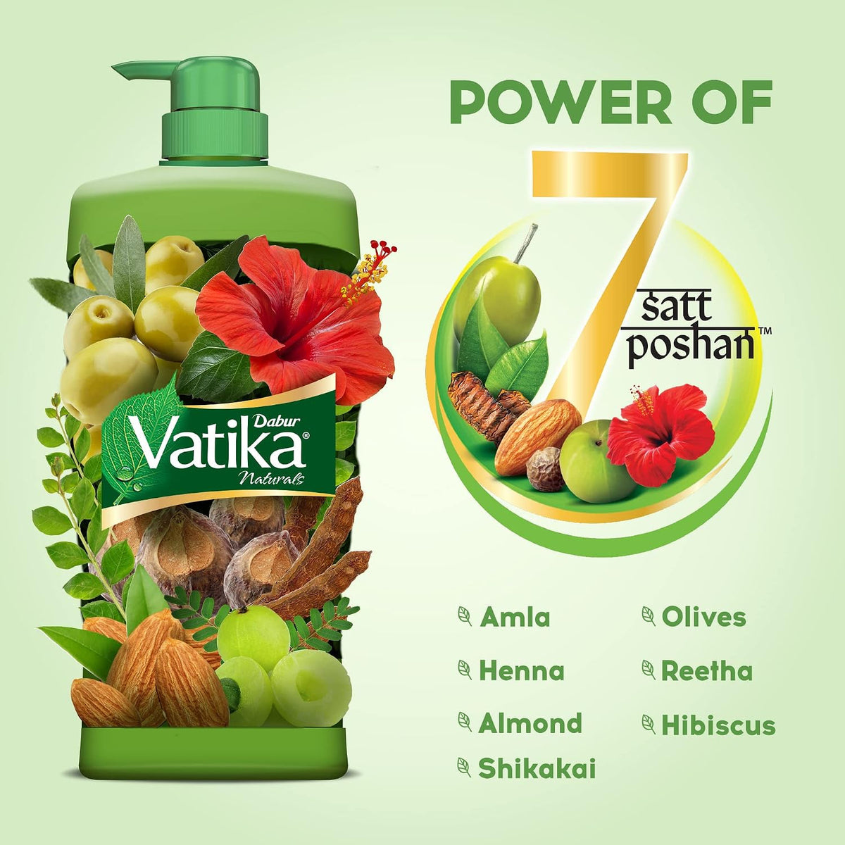 Dabur Almond Shampoo - With Almond-Vita Complex & Milk Extracts for Dull, Dry and Weak Hair - 650 ml & DABUR Vatika Health Shampoo, 640ml