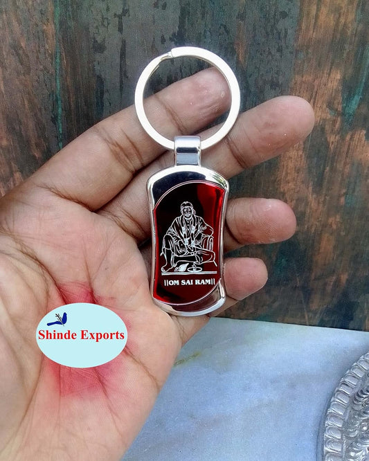 SHINDE EXPORTS Shirdi Sai Baba Stainless Steel Key Chain (red 3)