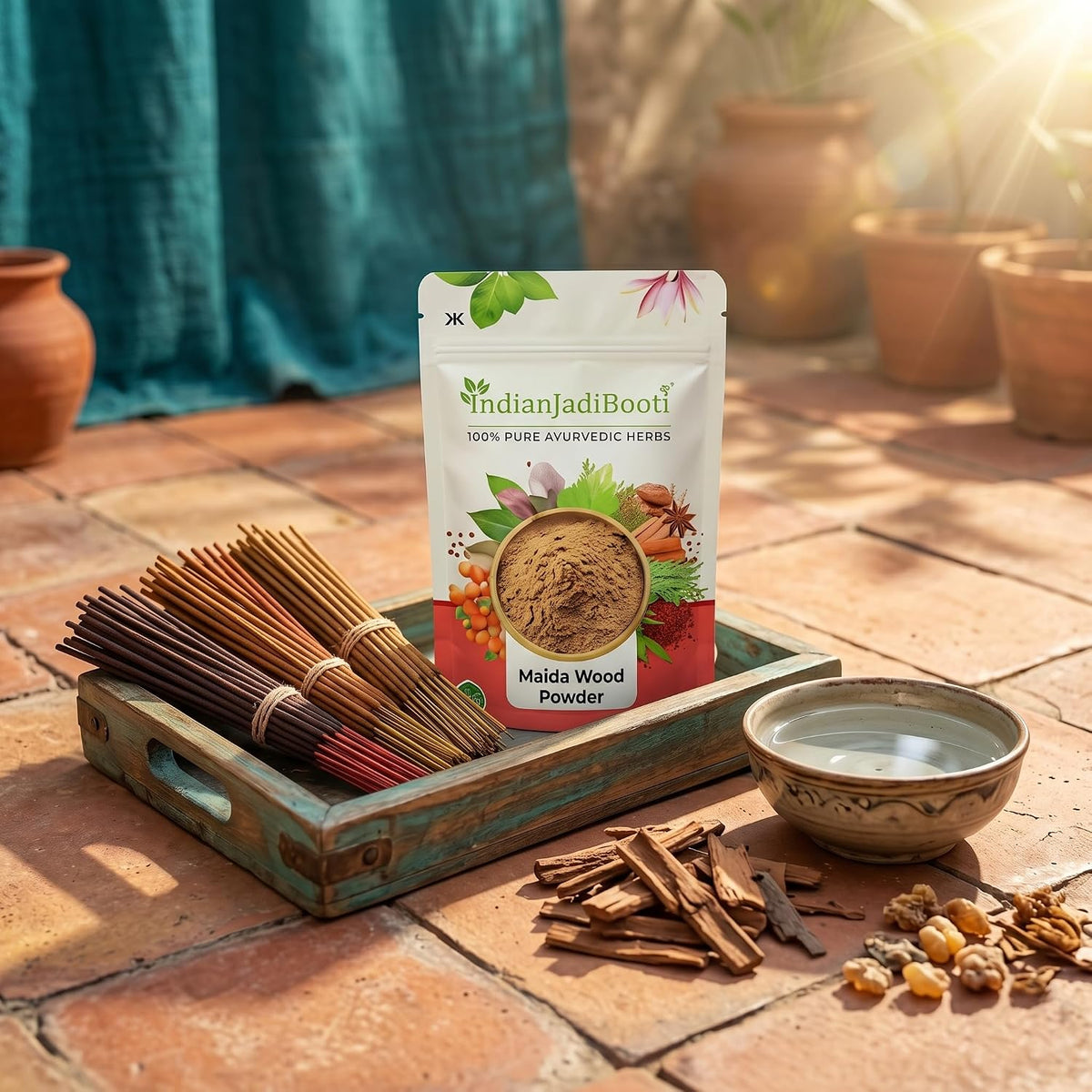 IndianJadiBooti Maida Lakdi Powder | Maida Wood (Litsea Glutinosa) | Pure Medasak for Bone Health, Joints & Swelling | Natural Raw Herb 400g | (Pack Of 2)