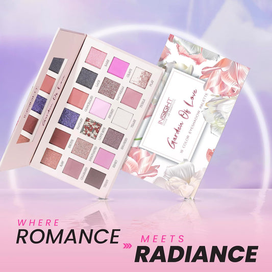 INSIGHT Garden of Love Eyeshadow Palette | 18 Pigmented Shades with Metallic, Shimmer & Multi-Finish Colors | Long-Lasting, Blendable Eye Makeup for Day or Night | 40g