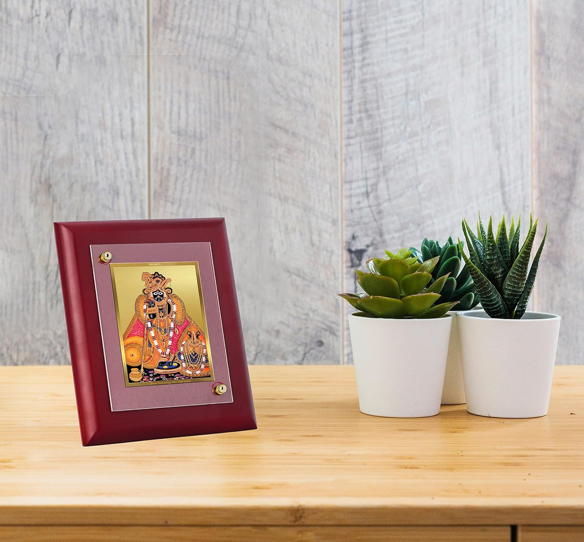 DIVINITI Intima Pure 24K Gold Plated Bankey Bihari Religious Frame – Luxury Home, Office & Mandir Décor | Premium Gold Foil Artwork in MDF Frame | Table Top Display (16 X 13.5 CM)