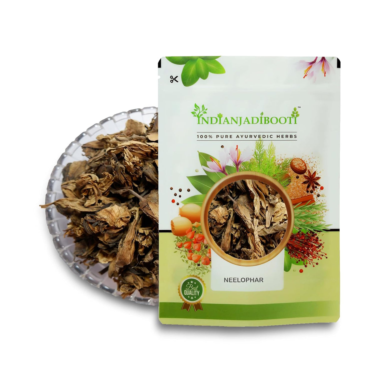 IndianJadiBooti Neelophar Flower Dried | (Nilofer Gul) | Helps Support Sleep & Digestive wellness | 250 Grams | Pack Of 3