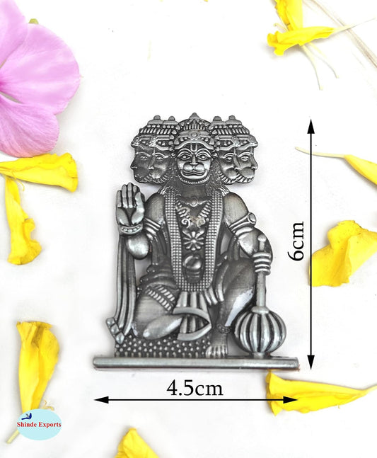 SHINDE EXPORTS Small Size Brass pital Metal panchmukhi Hanuman Idol murti Statue for car Dashboard Home (Grey)