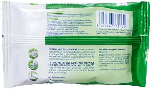 Dettol Multi-Use Wipes 10's (Pack of 3)