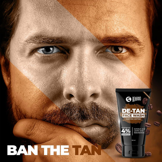 BEARDO DeTan Face Wash for Men, 100ml | Glycolic Acid,Niacinamide & Coffee | Helps to Reduce Tan,Reduce Dark Sports & Pigmentation | Exfoliates & Hydrates for Smooth & Oil Free Skin