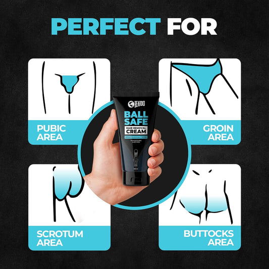 Beardo Ball Safe Hair Removal Cream | Intimate Hair Removal Cream for Men | Painless & Safe Hair Removal in Minutes | With Coconut Oil, Shea Butter & Aloe Vera for Smooth & Hydrated Skin | Dermatologically Tested - 100ml