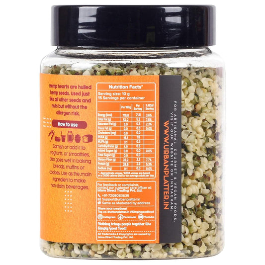 urban platter Hemp Hearts, 150G (Hulled Hemp Seeds,High In Protein,Rich In Fibre,Nutty & Crunchy,Allergen-Free Superfood,Garnish Or Add To Smoothies, Sauces, Dips, And Marinades,Plant-Based Protein)