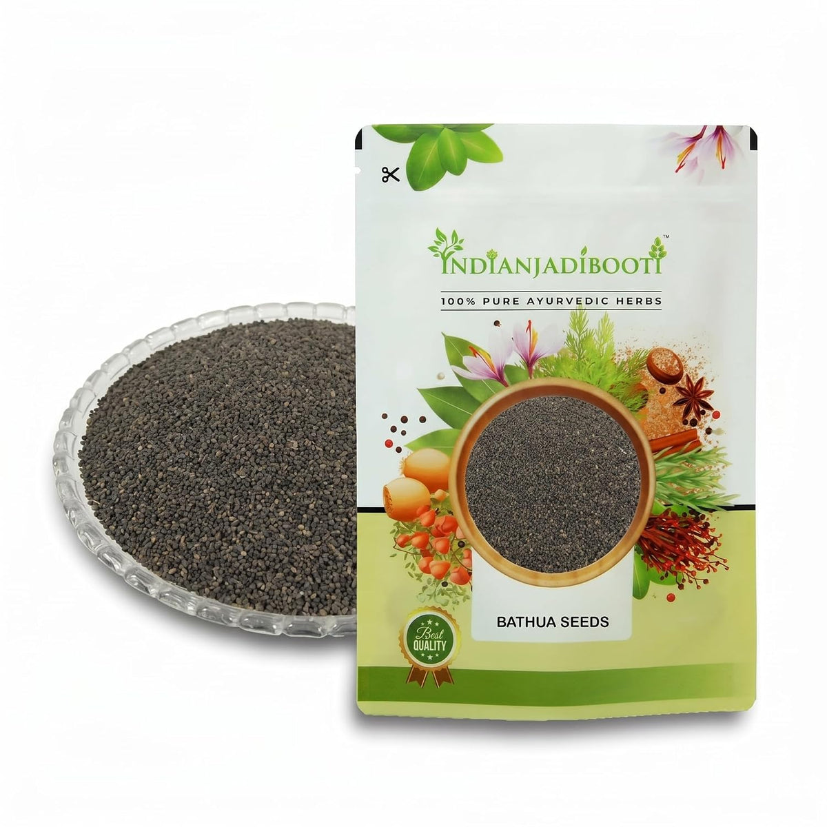 IndianJadiBooti Pure Bathua Seeds (Chenopodium Album) | Raw Ancient Super-Seed for Digestive Comfort, Plant-Based Nutrition & Renal Wellness (100g)