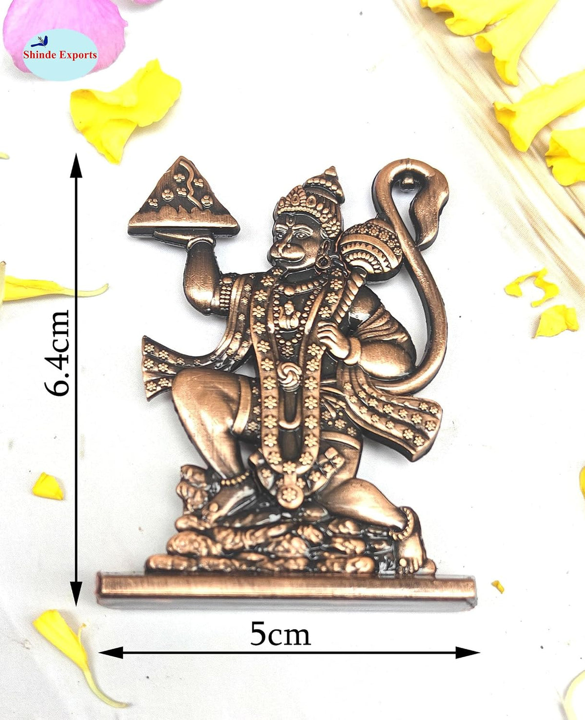 SHINDE EXPORTS Small Size Metal Lord Hanuman Idol Statue for car Dashboard Home Office Desk Pooja (Brown)