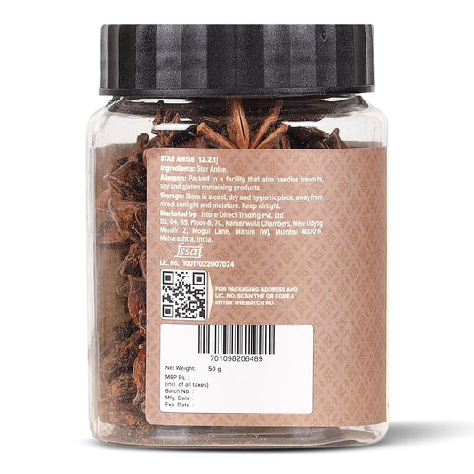Urban Platter Star Anise, 50g (Chakri Phool | Warm, Licorice like Flavour | Highly Aromatic Spice used in Biryanis, Broths, Asian Cuisine & Baking)