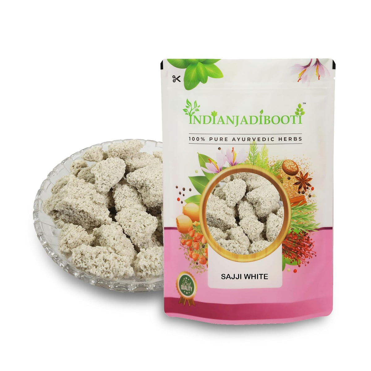 IndianJadiBooti Sajji White | Sajji Safed | support metabolism | (Natural Sodium Carbonate/Alkali Salt) | 400 Grams | Pack Of 3