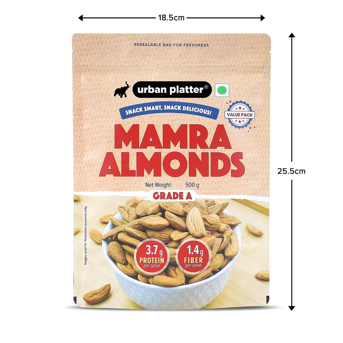 Urban Platter Mamra Almonds, 500g (Rich in Healthy Fats and Protein | Nutrient-Dense | Premium Almond Variety)