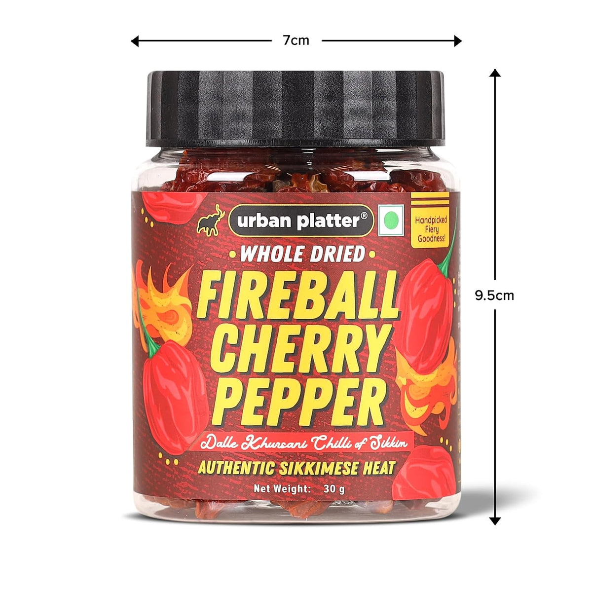 Urban Platter Fireball Cherry Pepper, 30g (Whole & Dried | Dalle Khursani Chilli of Sikkim |Hot & Fiery)