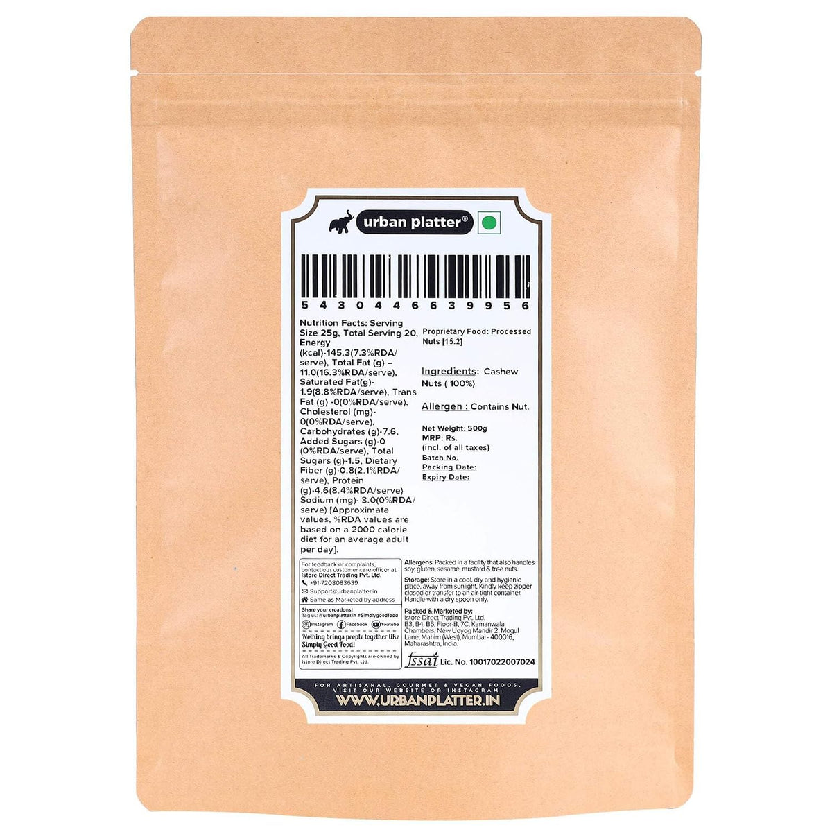 Urban Platter Cashew Flour, 500g (Finely Ground | Cashew Powder | Ideal for Baking, Gravies | Additive Free)
