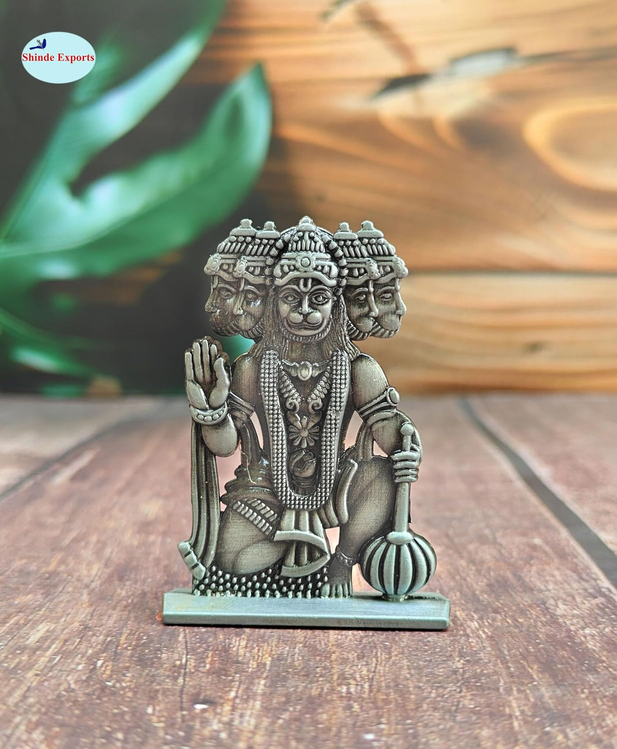 SHINDE EXPORTS Small Size Brass pital Metal panchmukhi Hanuman Idol murti Statue for car Dashboard Home (Grey)