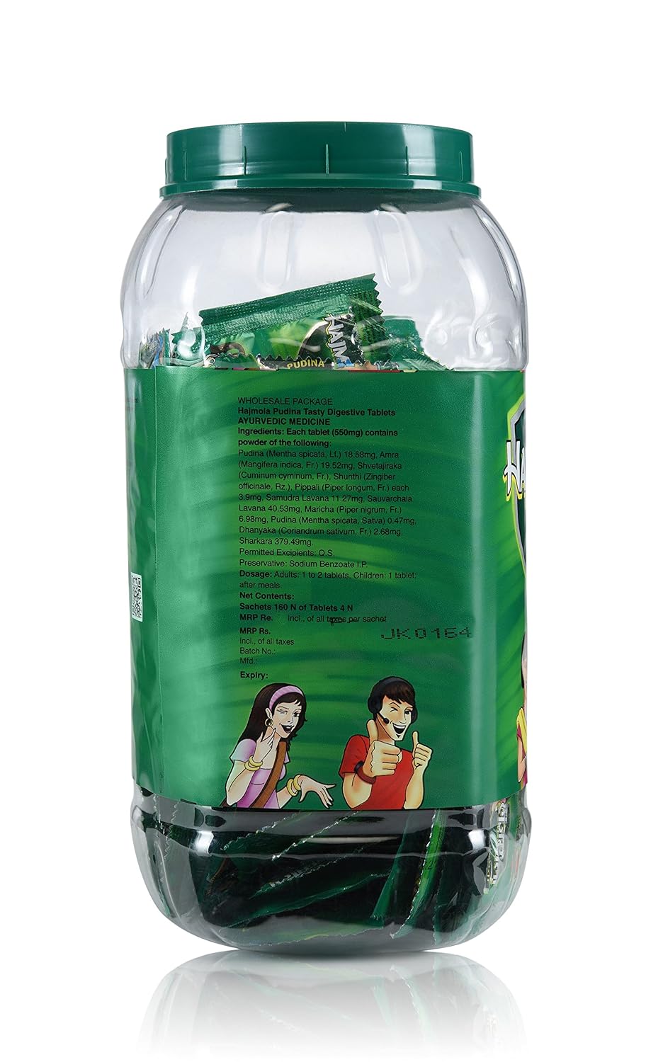 Dabur Hajmola Pudina - Tasty Digestive Tablets - 160 Sachet Jar with Dabur Amla Hair Oil - 25 ml