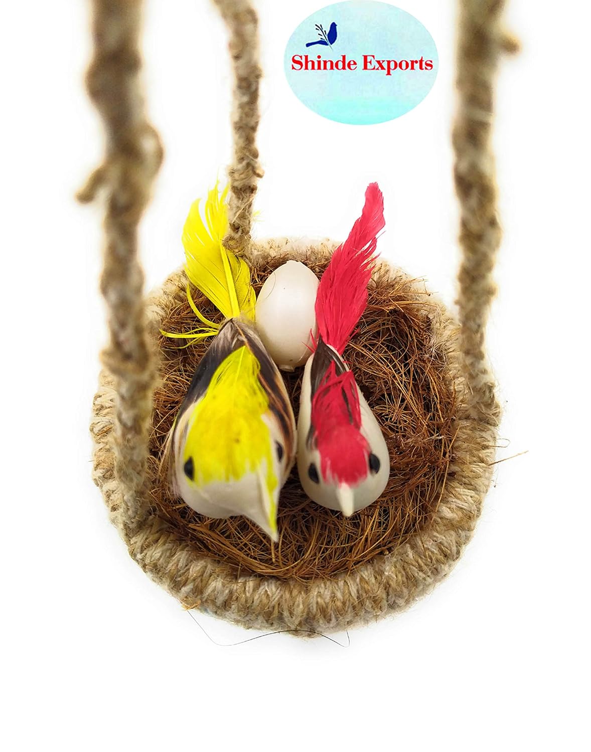 SHINDE EXPORTS Decorative Artificial Birds Nest Hanging Made of Natural Grass Best for Balcony Home Decor and Gifting (Design 9)