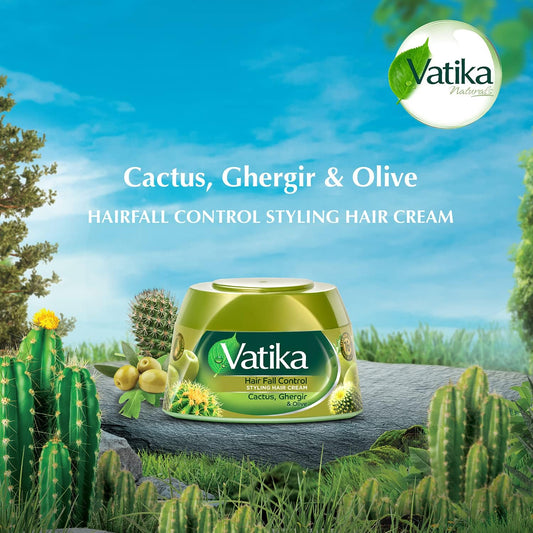 Vatika DABUR Naturals Hair Fall Control Styling Hair Cream Olive Cactus Heena, 140ml