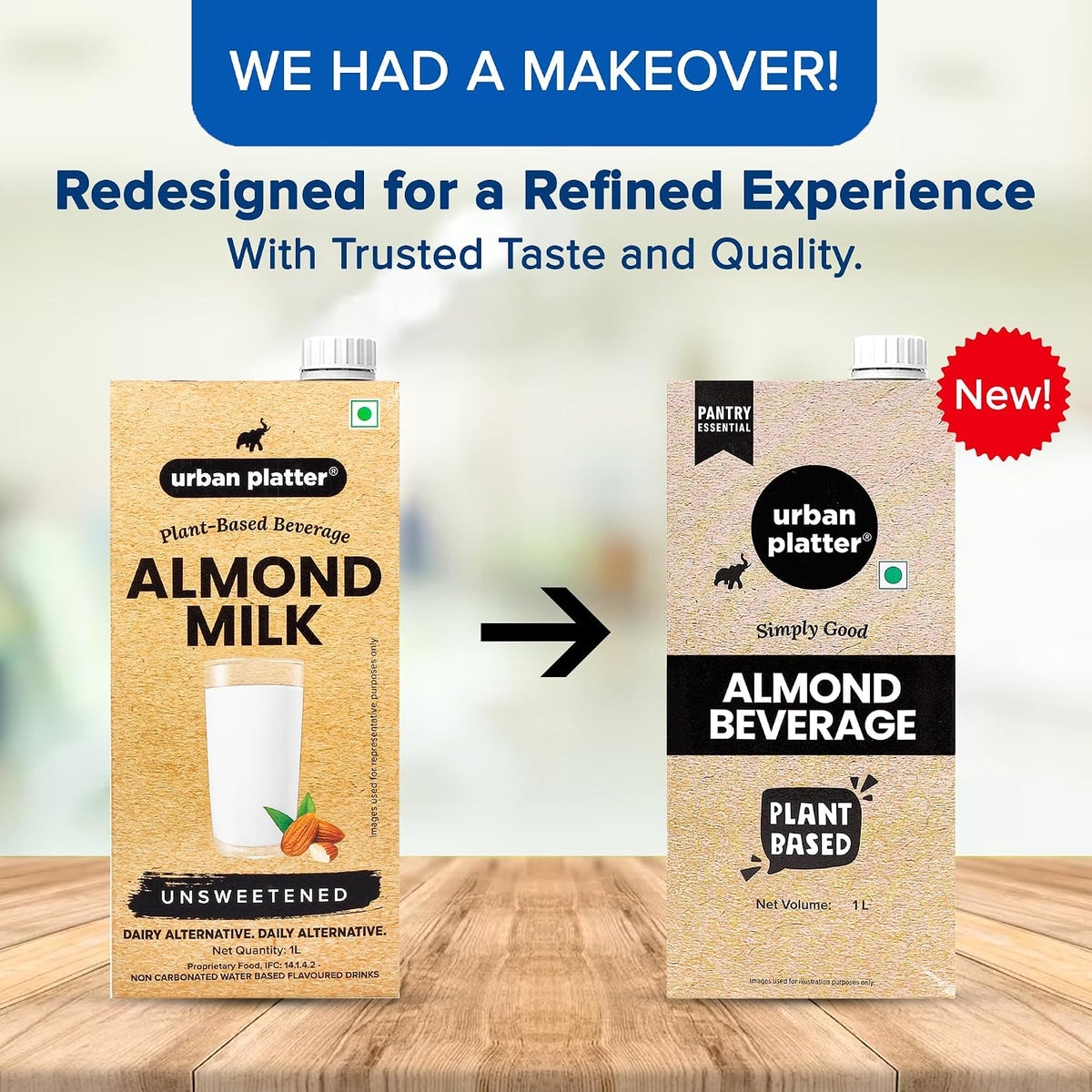 Urban Platter Almond Milk, 1 Litre (Unsweetened | Lactose-Free | Plant-Based Milk Alternative | Works Beautifully in Tea and Coffee)