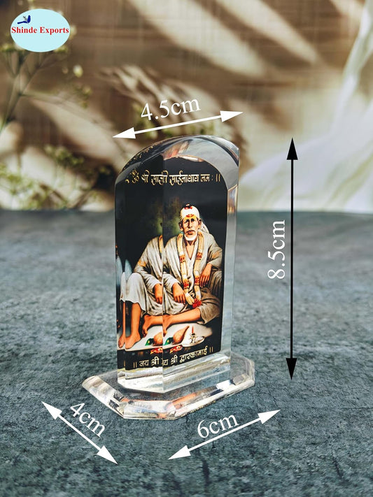 SHINDE EXPORTS sai Baba Acrylic car Dashboard Idol Cum Desk Stand 3.5 inches (Dwarkamai)