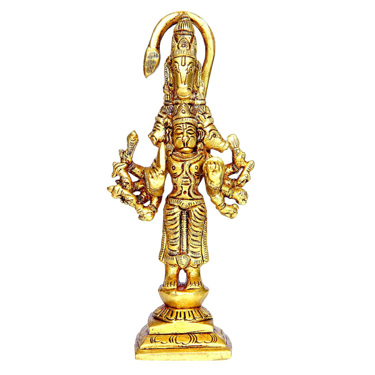 Aalayam Selveer Panchmukhi Hanuman Brass Statue Standing | Panchmukha Hanuman Brass | Brass Panchmukhi Hanuman 13cm Height Brass Gold Colour 1 Piece