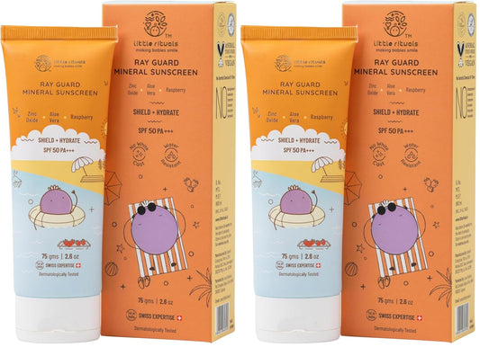 Little Rituals Mineral Baby & Kids SUNSCREEN Lotion Daily Use for Baby & Kids (0-15 years), SPF 50 PA+++ I No White Cast I UVA/UVB/IR + DIGITAL Wi-Fi & Bluelight Protection| Hypoallergenic| SWISS Technology | 75 gm