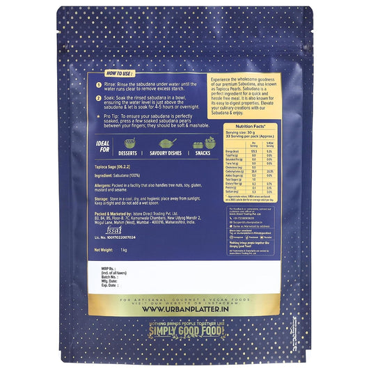Urban Platter Tapioca Pearls Sabudana Sago, 1000 g