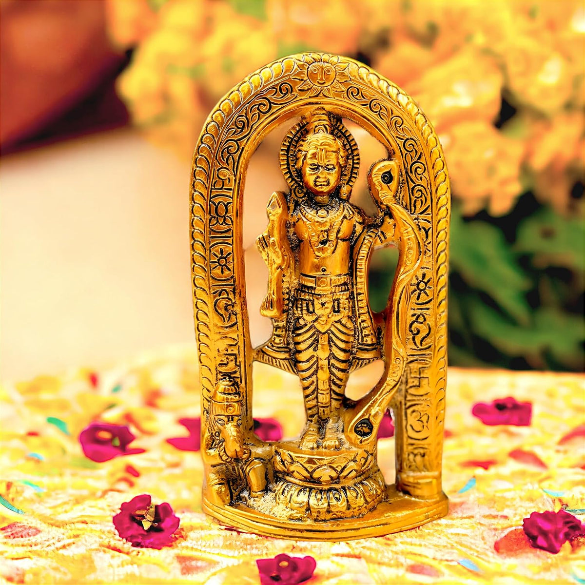 KridayKraft Metal Ram Lalla Idol Murti in Ayodhya Mandir for Home and Office Temple Religious Idol for Home Office Ram Ji Balroop Decorative Shopiece Figurines