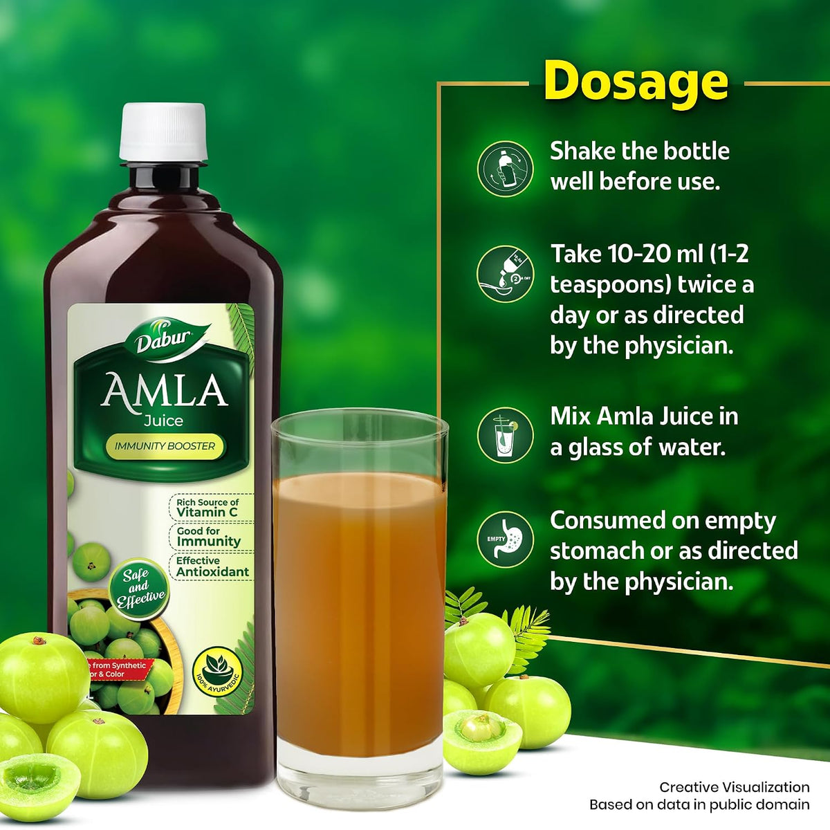 Dabur Amla Juice: Rich Source of Vitamin C and Antioxidants for Immunity boosting |Pure, Natural and 100% Ayurvedic Juice -1L