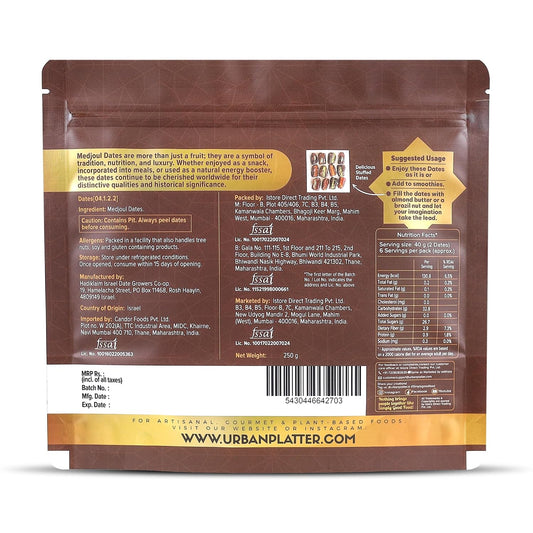 Urban Platter Jumbo Medjoul Dates, 500g (Hand-Sorted | Large-Sized & Succulent | Ideal for Premium Snacking & Festive Gifting)