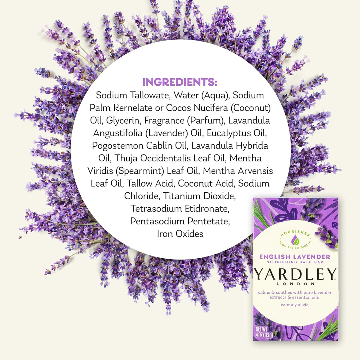 Yardley London English Lavender Bath Bar, 120g