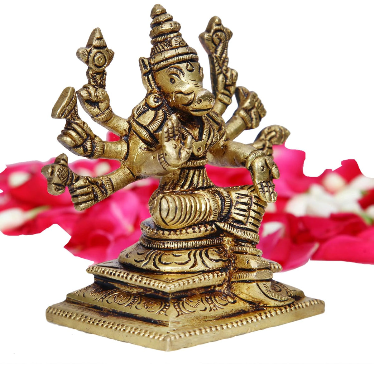 Aalayam Selveer Varahi Amman Statue | Varahi Amman Silai | Varahi Amman Brass Statue 9cm Height Brass Gold Colour 1 Piece