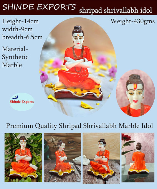 SHINDE EXPORTS Lord Shripad shrivallabh gurudatta murti bhagwan dattatreya Swamy dattaguru ek mukhi Datta Marble Idol for car (5.5 inches)