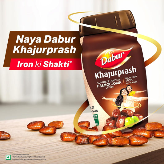 Dabur Khajurprash - 900g | 3X Immunity Action | Supports Healthy Haemoglobin Levels | Helps Fight Iron Deficiency | 40+ Chyawanprash Herbs | Natural Source of Iron | Goodness of Khajur & Giloy