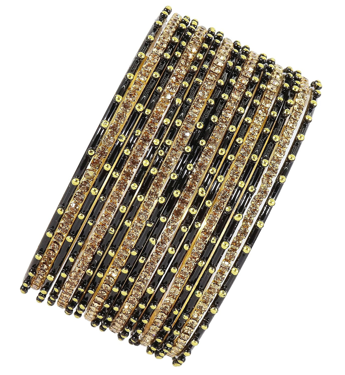 NMII Non-Precious Metal Base Metal Studded with Zircon Gemstone and Linked with Ball Stone Glossy Finished Bangle Set For Women and Girls